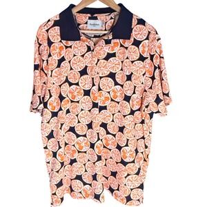 Goodfellow & Co Mens Orange Citrus Fruit Print Short Sleeve Polo Shirt XXL